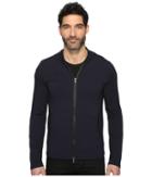 John Varvatos Star U.s.a. - Long Sleeve Zip-front Knit Hoodie W/ Leather Trim Details And Elbow Patches K2847s3l
