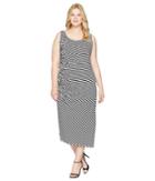 Vince Camuto Specialty Size - Plus Size Sleeveless Side Ruched Amalfi Stripe Dress
