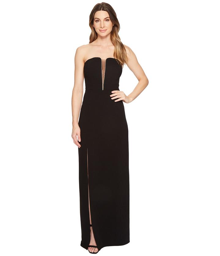 Halston Heritage - Strapless Deep V-neck Fitted Gown