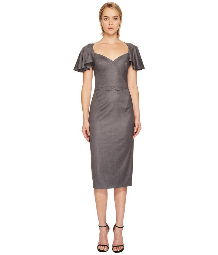 Zac Posen - Tropical Wool Flutter Sleeve Dress
