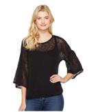 Nally &amp; Millie - Open Knit Bell Sleeve Top