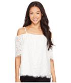 Vince Camuto Specialty Size - Petite Elbow Sleeve Cold-shoulder Geo Lace Blouse