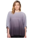 Vince Camuto Specialty Size - Plus Size Long Sleeve Ombre Echo Tie Cuff Blouse