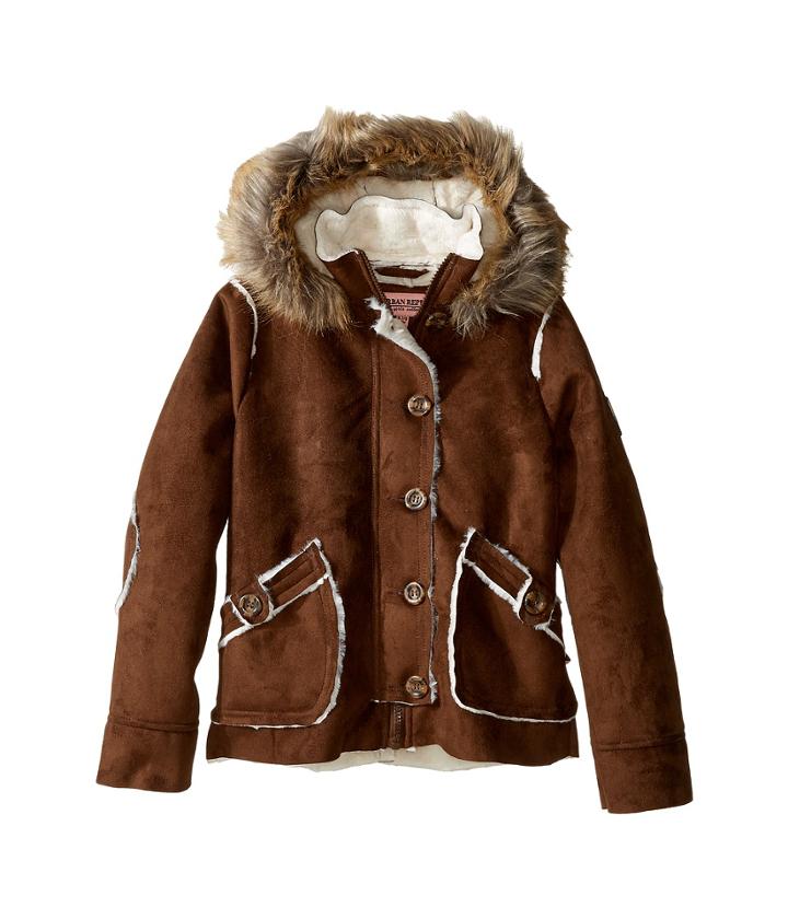 Urban Republic Kids - Hooded Ultra Suede Faux Shearling Jacket