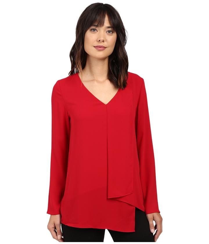 Karen Kane - Long Sleeve Draped Angle Top