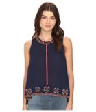 Brigitte Bailey - Bren Sleeveless Zip-up Embroidered Top
