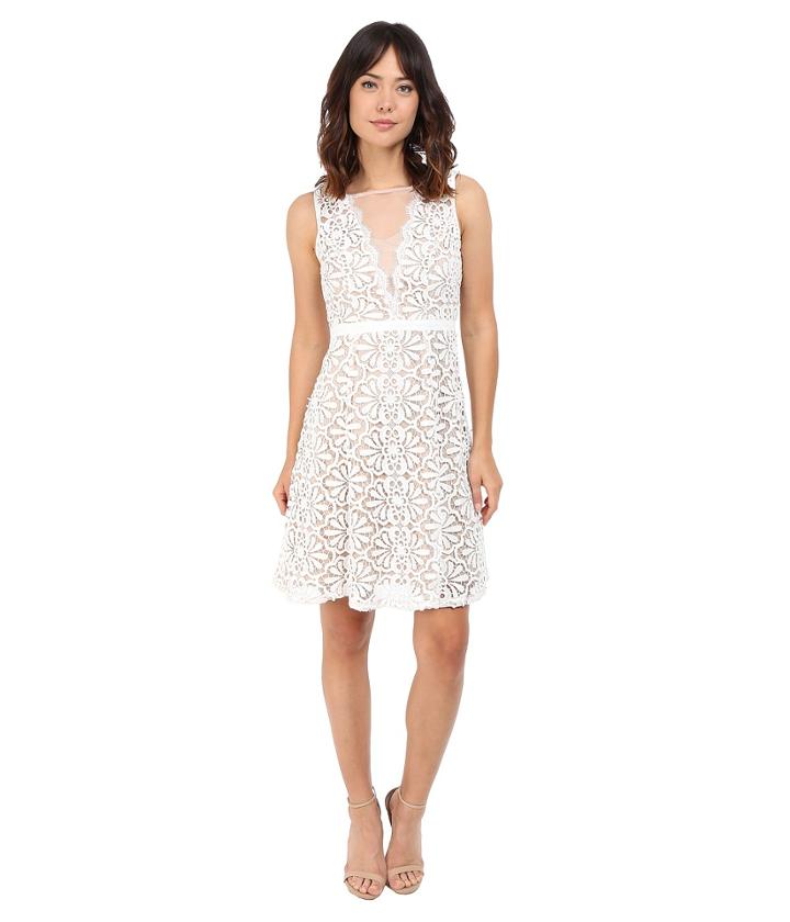 Adrianna Papell - V Inset Fit Flare Lace Dress