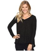 Nally &amp; Millie - Black Glitter V-neck Tunic With Back Pleat