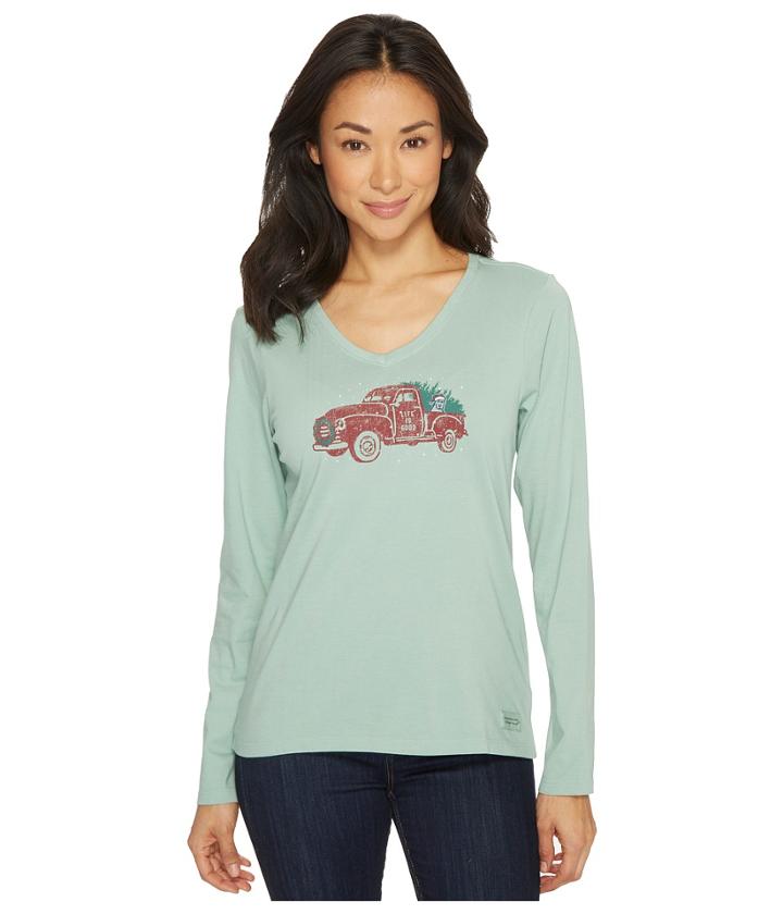 Life Is Good - Holiday Truck Long Sleeve Crusher Vee