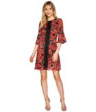 Christin Michaels - Esther Printed Dress With Lace Inset