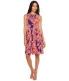 Adrianna Papell - Paisley Bandana Printed Chiffon Pleated Fit And Flare Dress