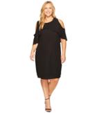 Vince Camuto Specialty Size - Plus Size Cross Over Ruffled Cold Shoulder Dress