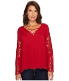 Scully - Cloud Hi/lo Blouse With Crocheted Sleeves
