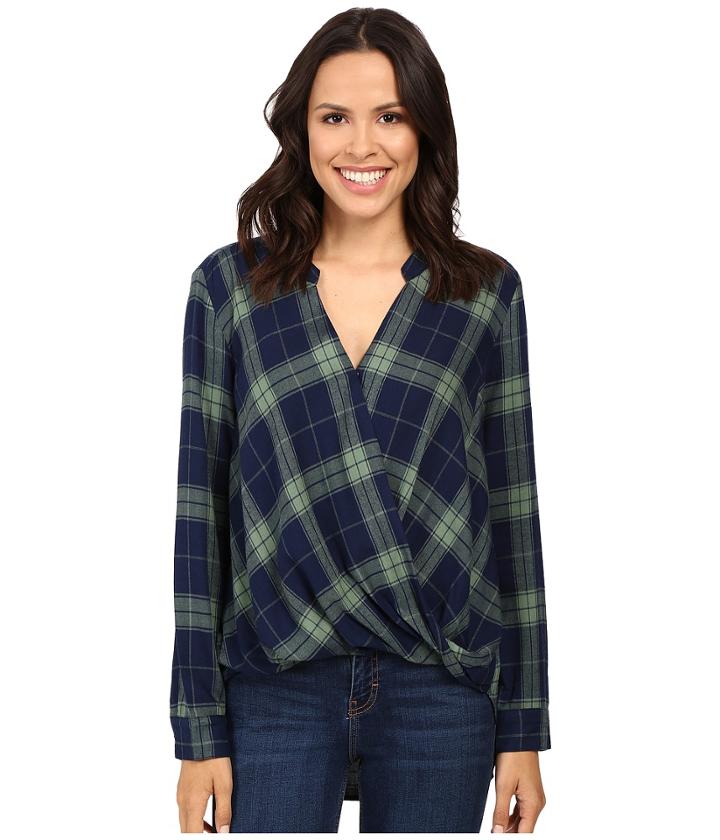 Splendid - Eastridge Rayon Plaid Surplice Top