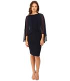 Adrianna Papell - Banded Dress W/ Chiffon Cape And Banded Body