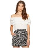 1.state - Off Shoulder Ruffle Top W/ Trim