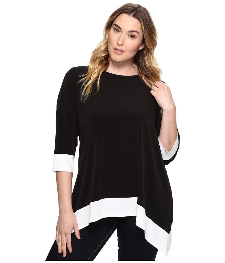 Calvin Klein Plus - Plus Size 3/4 Sleeve Sharkbite Top