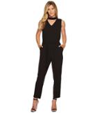 Vince Camuto - Sleeveless Mock Choker V-neck Belted Jumpsuit