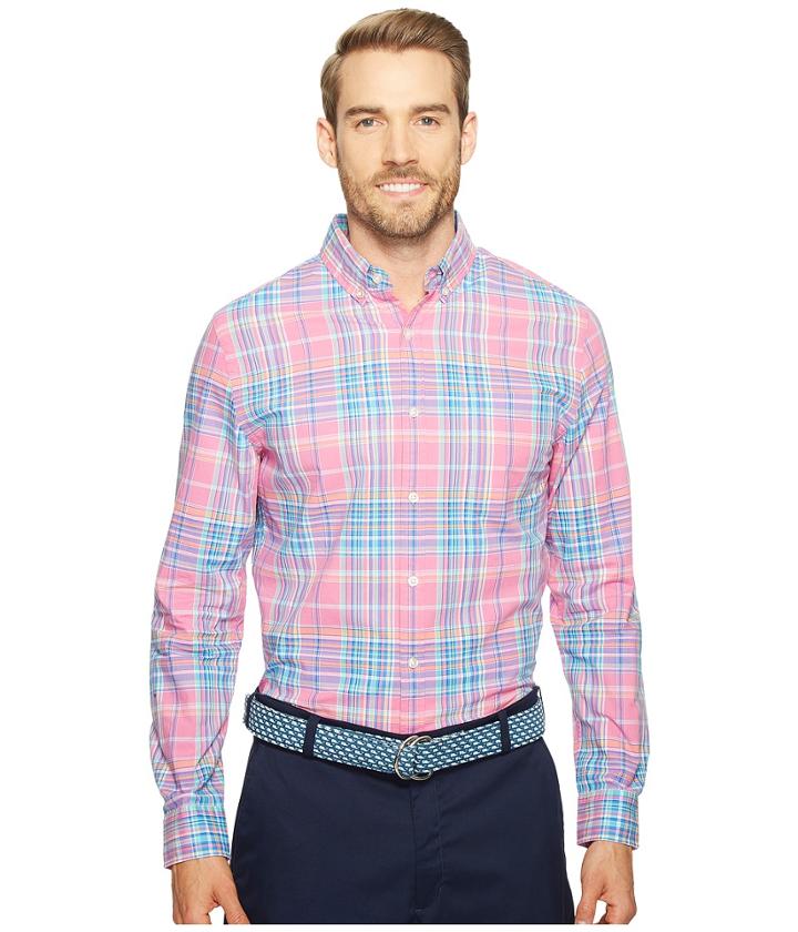 Vineyard Vines - Coral Cliff Plaid Slim Murray Shirt
