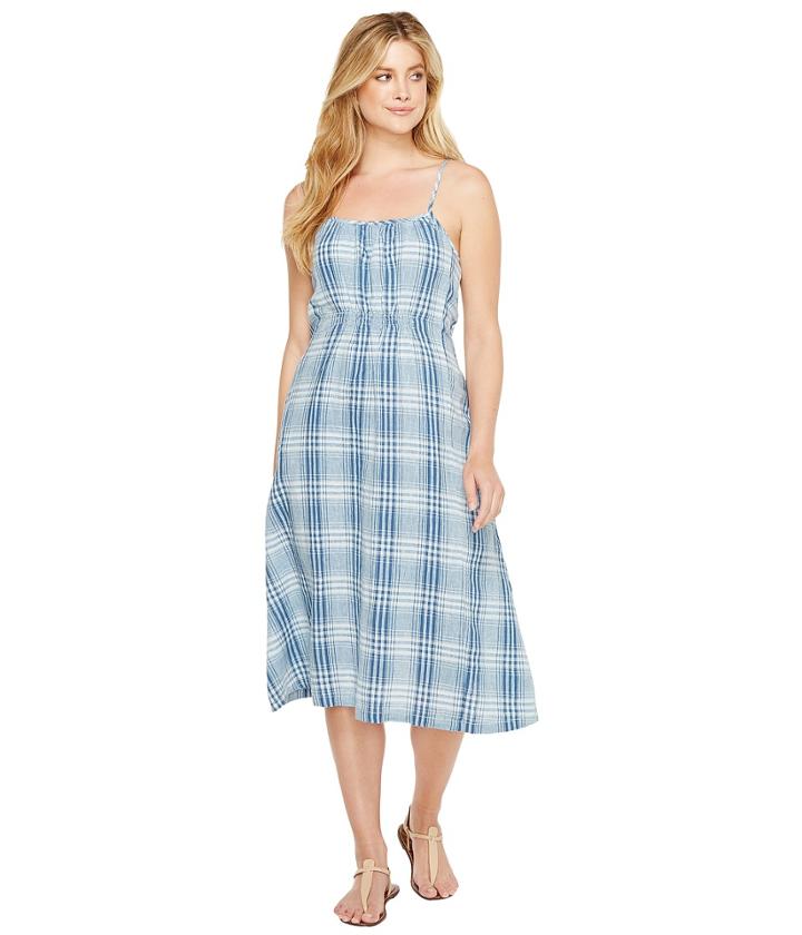 Dylan By True Grit - Genuine Indigo Linens Bonita Slip Dress Denim Small Plaids