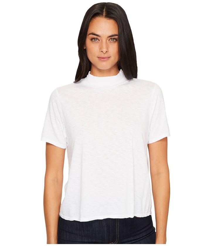 Michael Stars - Cotton Supima Mock Neck Crop Tee Shirt