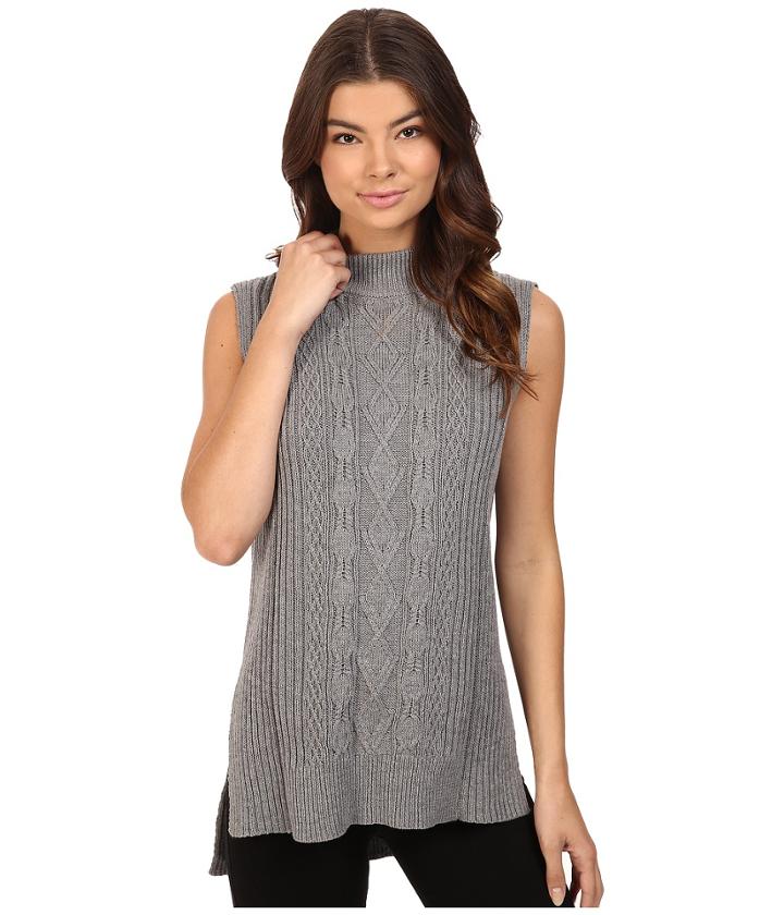 Michael Stars - Cotton Slub Sleeveless Mock Neck Cabled Tunic