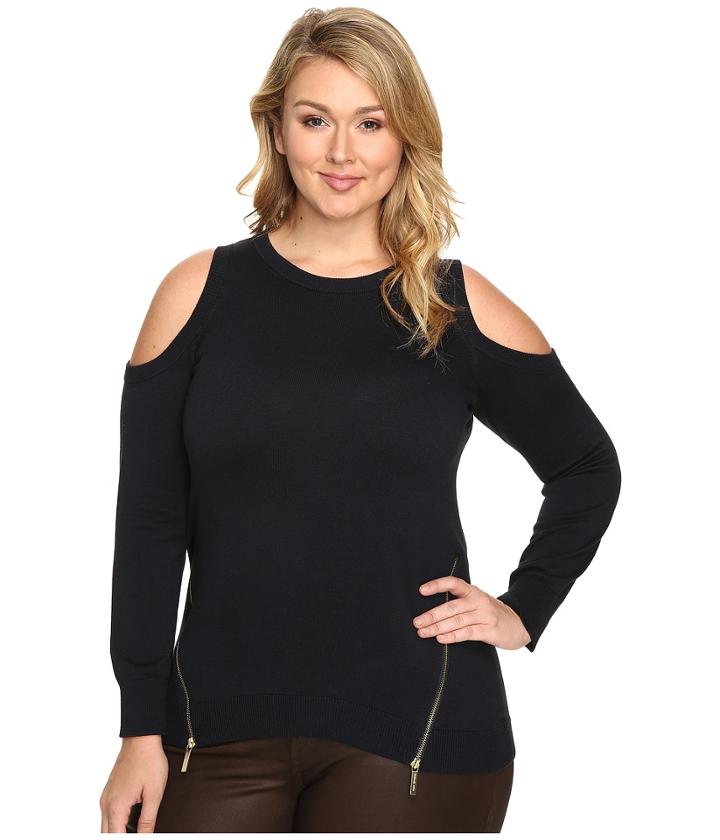 Michael Michael Kors - Plus Size Cold Shoulder Zip Sweater