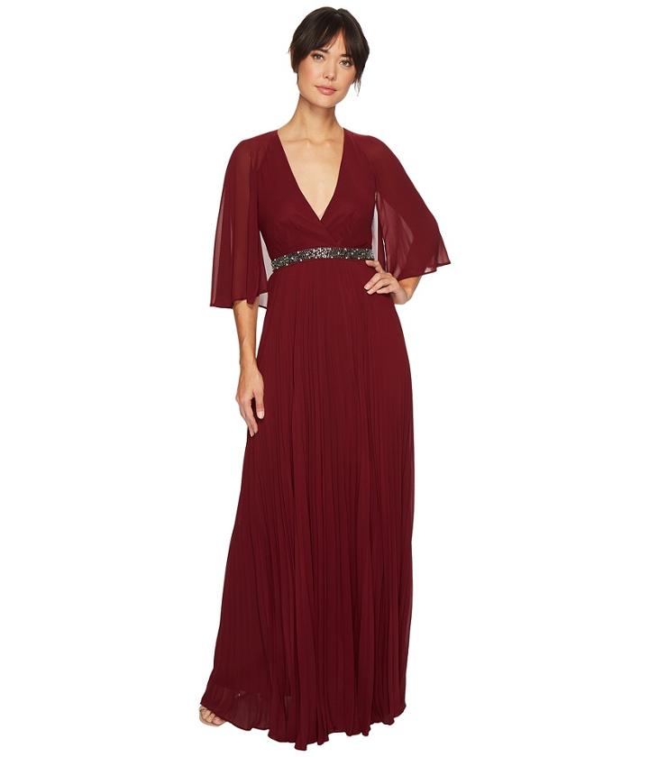 Laundry By Shelli Segal - Cape Chiffon Gown With Beaded Waist