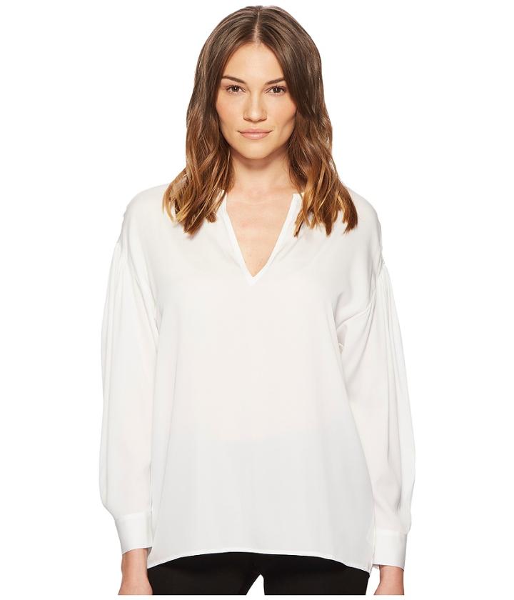 Vince - Ruched Split Neck Blouse