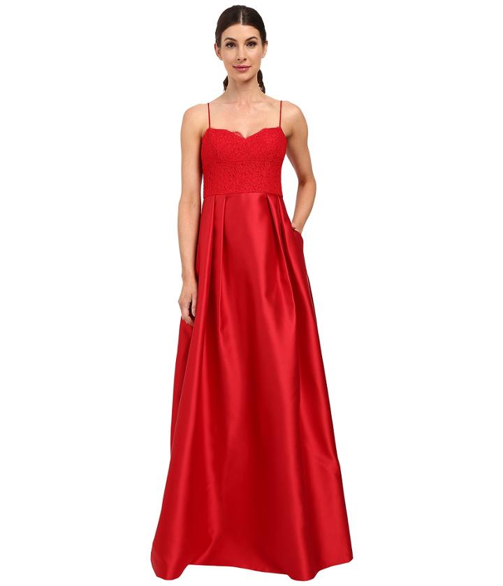 Adrianna Papell - Lace Bodice With Mikado Skirt
