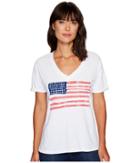 The Original Retro Brand - Painted American Flag V-neck Slub Tee