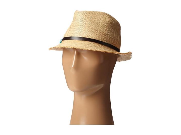 Scala Matte Raffia Fedora With Turquoise Trim