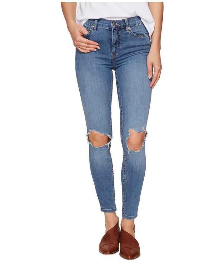Free People - High-rise Busted Skinny In Light Denim