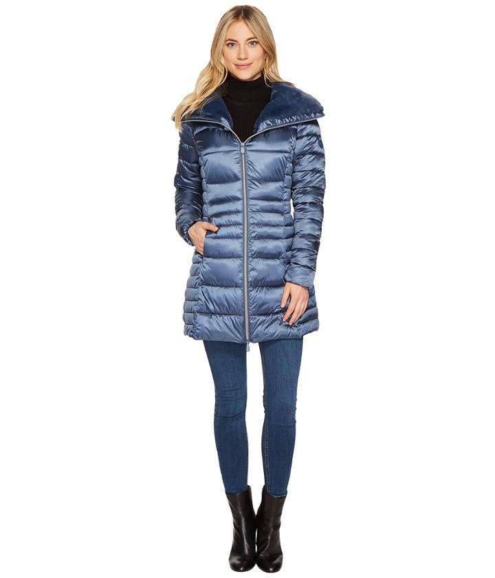 Save The Duck - Long Nylon Coat With Fake Fur