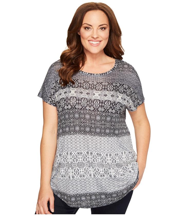 Lucky Brand - Plus Size Ditzy Floral Stripe Tee