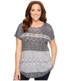 Lucky Brand - Plus Size Ditzy Floral Stripe Tee