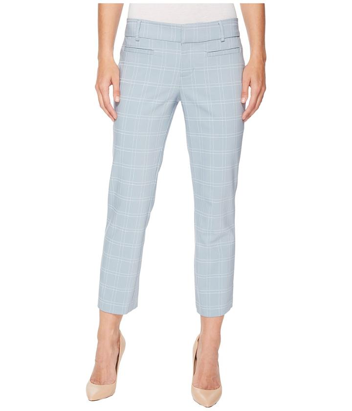Liverpool - Vera Cropped Trousers In A Soft Windowpane In Dusty Blue