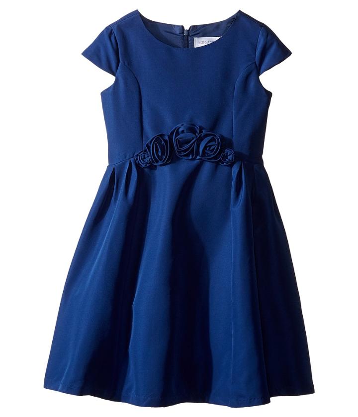 Us Angels - Silk Taffeta Cap Sleeve Dress W/ Flower Trim