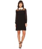 Cece - Swiss Dot Yoke Knife Pleat Dress W/ Collar