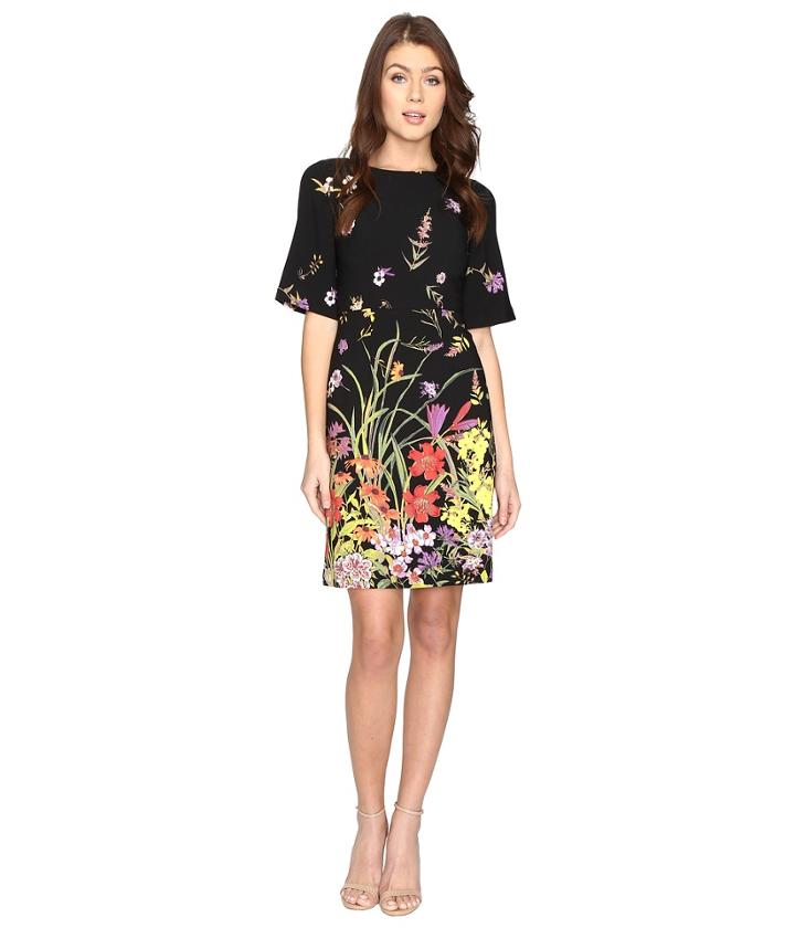 Adrianna Papell - Border Print A-line Crepe
