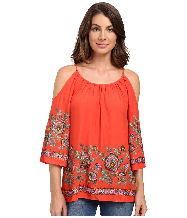 Karen Kane - Riviera Embroidered Cold Shoulder Top
