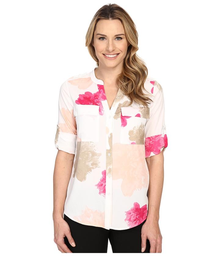 Calvin Klein - Printed Roll Sleeve Blouse