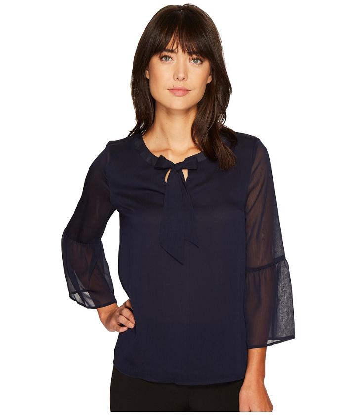 Ivanka Trump - Woven Tie Neck Bell Sleeve Blouse