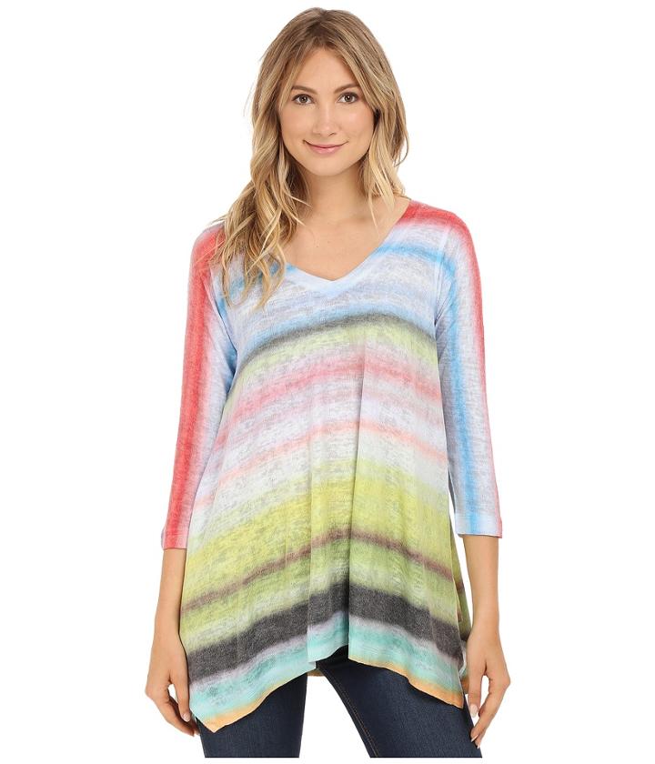 Nally &amp; Millie - 3/4 Sleeve Sharkbite Printed Tunic