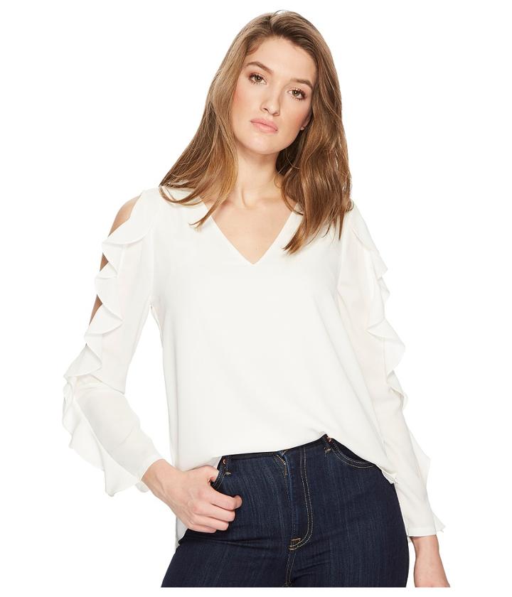 1.state - V-neck Cold Shoulder Blouse With Ruffles