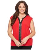 Calvin Klein Plus - Plus Size Sleeveless Top W/ Faux Leather Chain