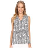 Vince Camuto - Sleeveless Graphic Strip Fan Invert Pleat Blouse