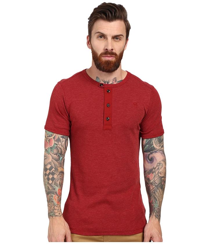 G-star - Ramic Short Sleeve Granddad Tee In Jisoe 1x1 Rib