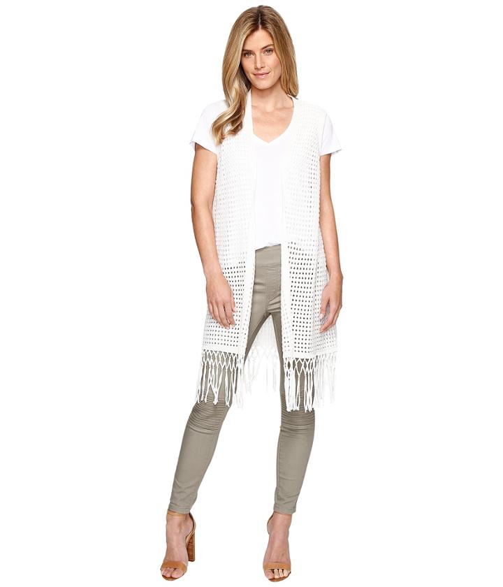 Tribal - Cotton Sweater Vest W/ Fringe