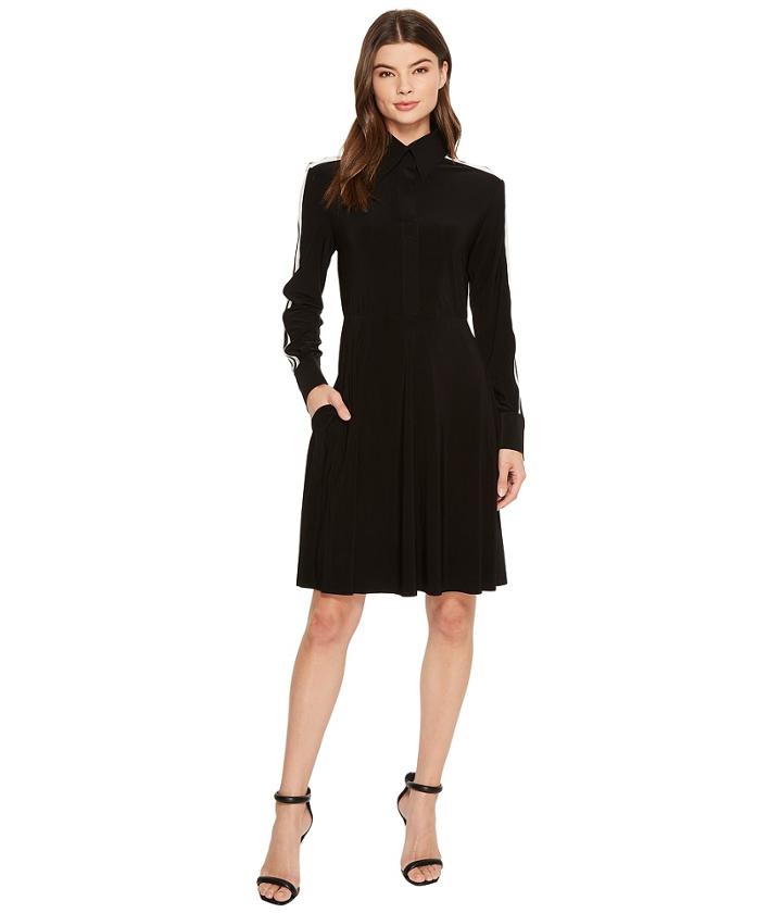 Kamalikulture By Norma Kamali - Side Stripe Shirt Flared Dress To Knee